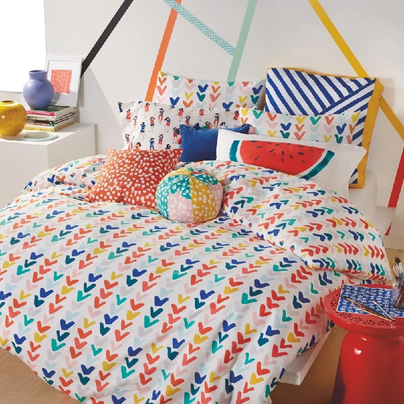 Scribble Check Mark Full/Queen 3-piece Reversible Comforter Set - Multi