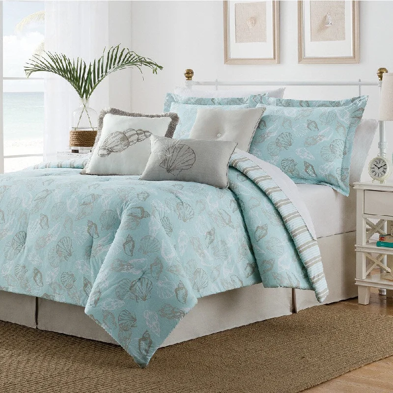 Seashell Blue/ Tan 7-piece Comforter Set