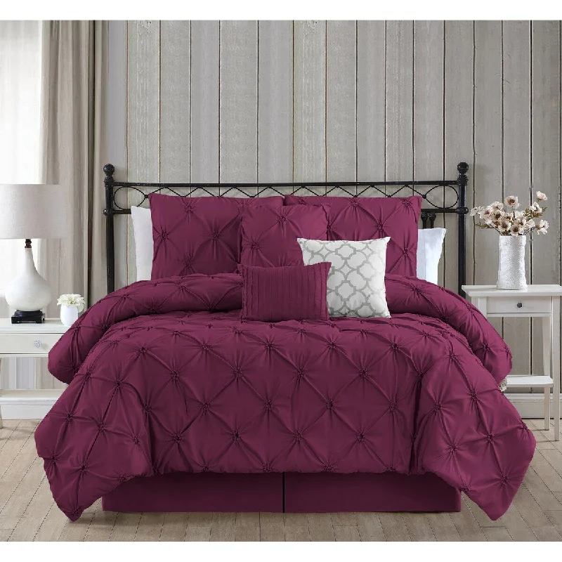 Smocked Circle Embellished 7-Piece Microfiber Comforter Set