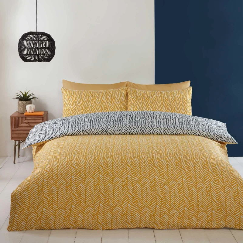 So Soft Microfibre Helston Ochre Duvet Cover Set