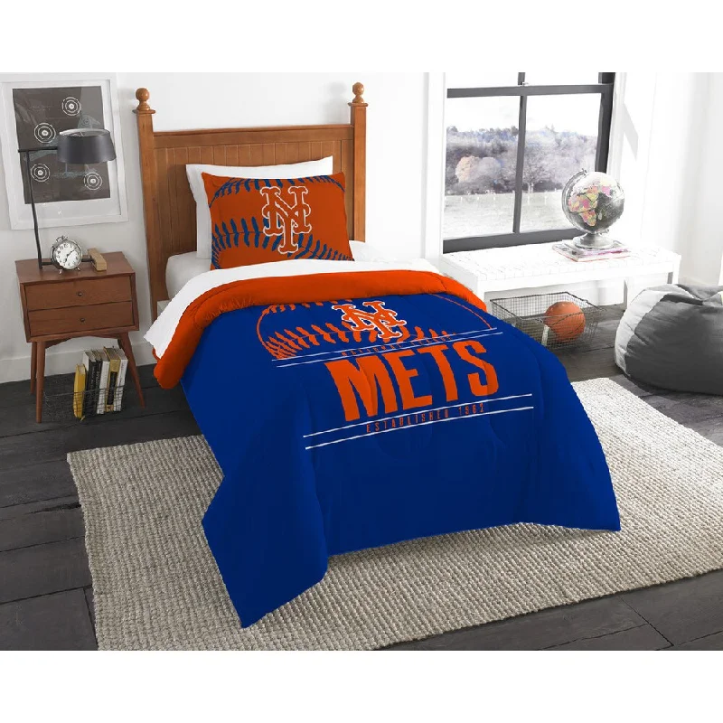 The Northwest Company MLB New York Mets Grandslam Orange, Blue, and White Twin 2-piece Comforter Set