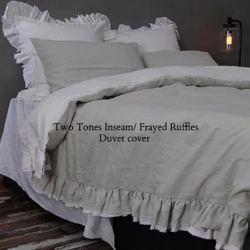 Two Tones Ruffles Duvet Cover