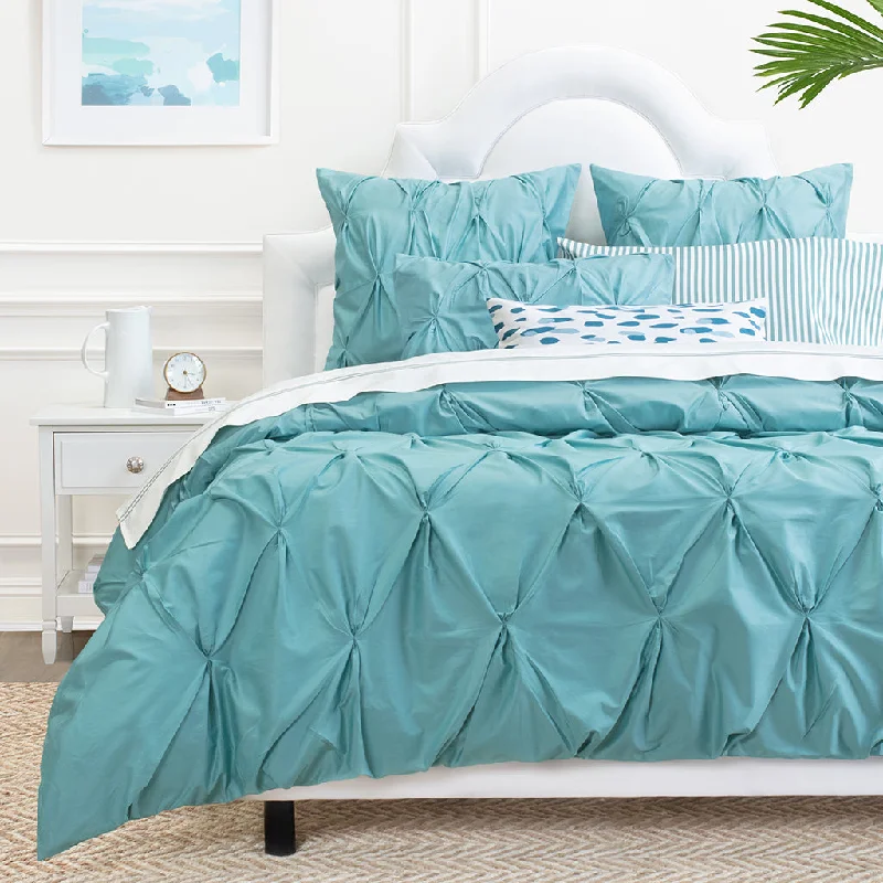 Valencia Turquoise Pintuck Duvet Cover