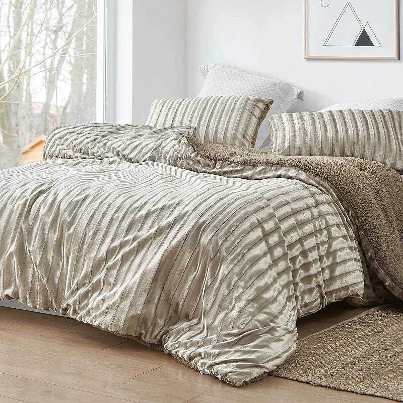 Velvet Crush - Coma Inducer® Oversized Comforter Set - Ridged Silvery Beige