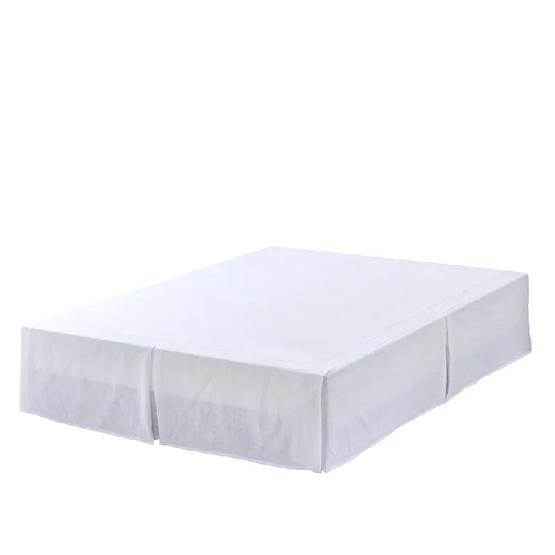 WHOLINENS Linen Bed Skirt 16 inches Drop Stone Washed Box Pleat